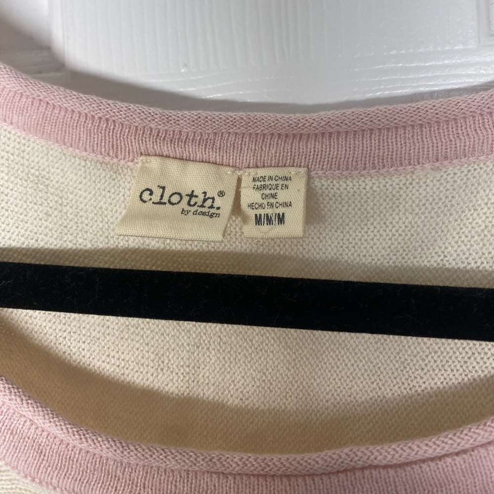 Cloth by Design Cream And Pink Oversized Layering Tie Sweater Top Size Medium - Picture 2 of 2